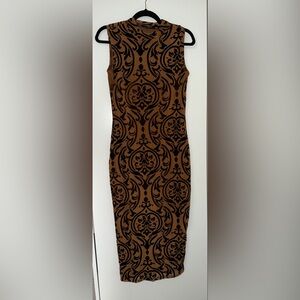 Brown and Black Damask Bodycon Dress